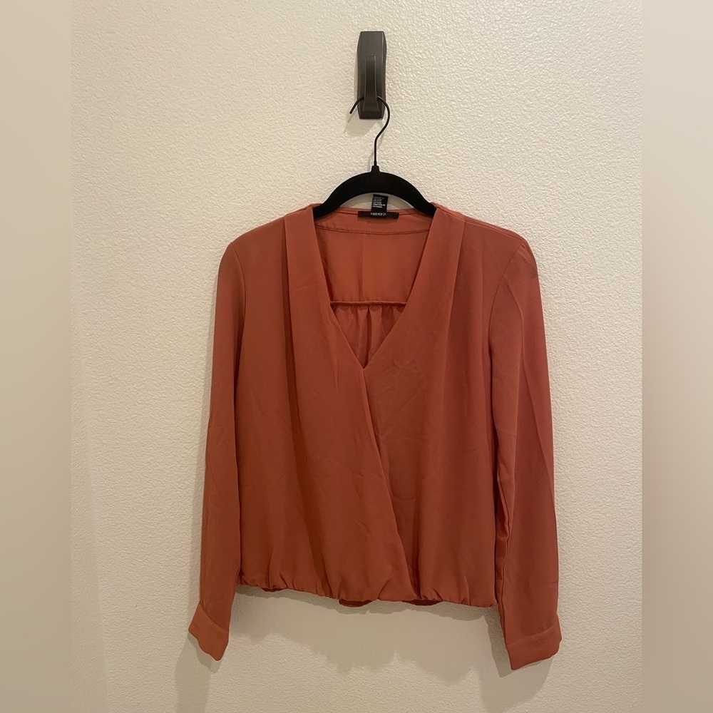 Forever 21 Rust Orange Wrap Blouse | Women’s Small​​​ - Picture 2 of 8